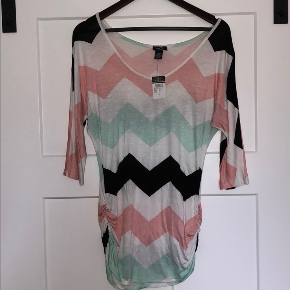 Tunic length chevron top